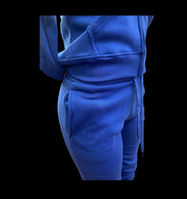 Load image into Gallery viewer, Blue Hooded Zipper Coat And Pants 2 Piece Sets
